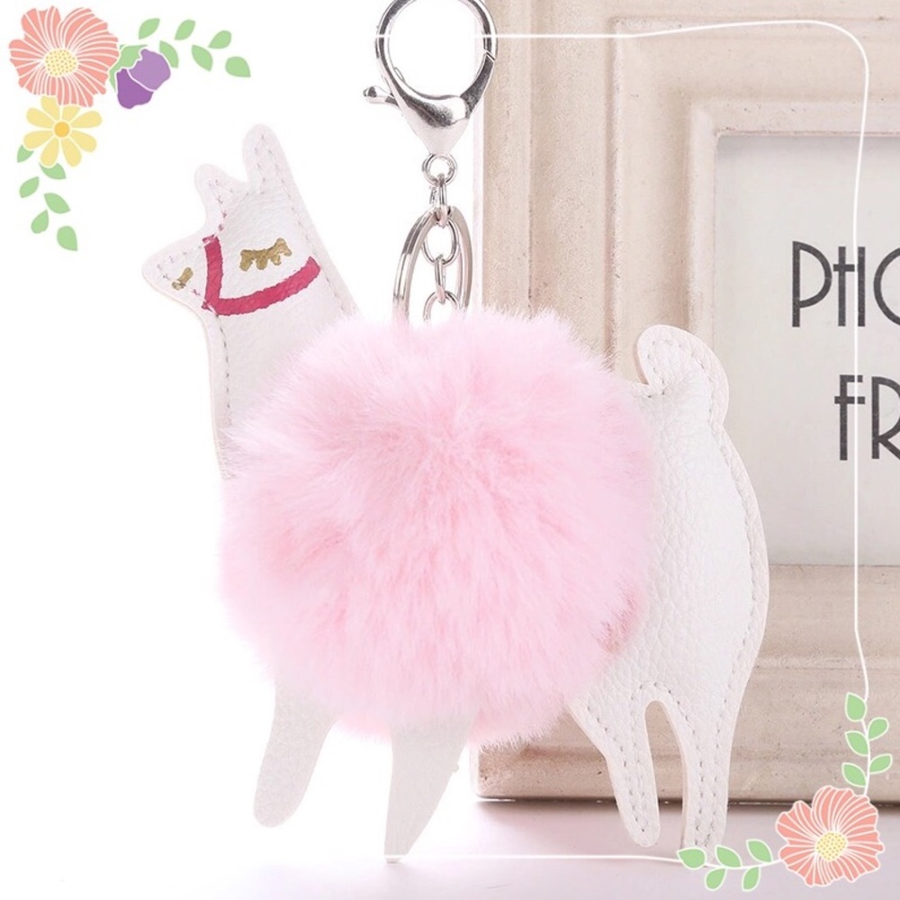LAST 1! NEW Llama Faux Fur Pom Keychain Bag Charm - Picture 2 of 3